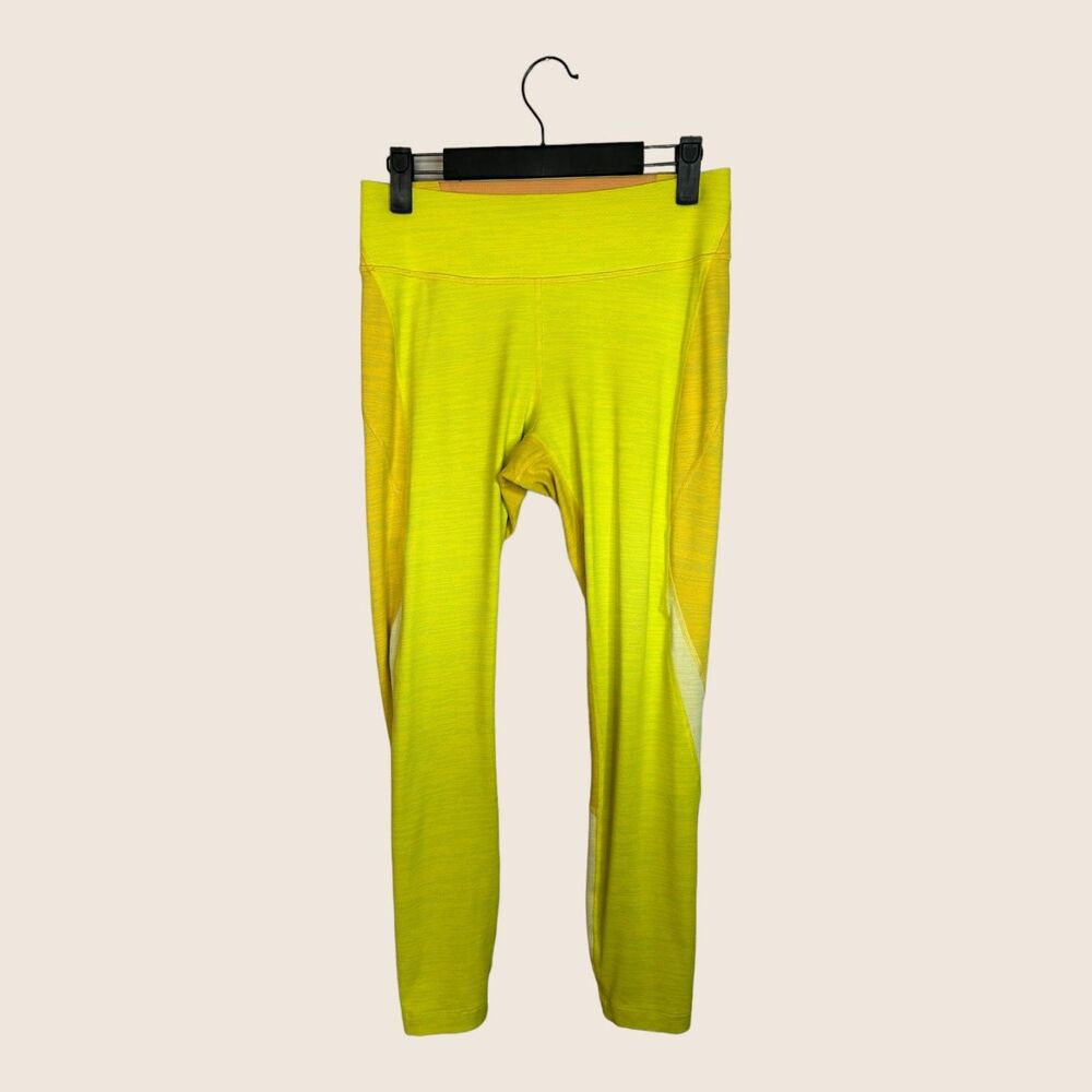 🥎 MEDIUM TECH SWEAT ZOOM 7/8 LEGGINGS NEON YELLOW COLOR BLOCK OUTDOOR VOICES - Picture 2 of 7